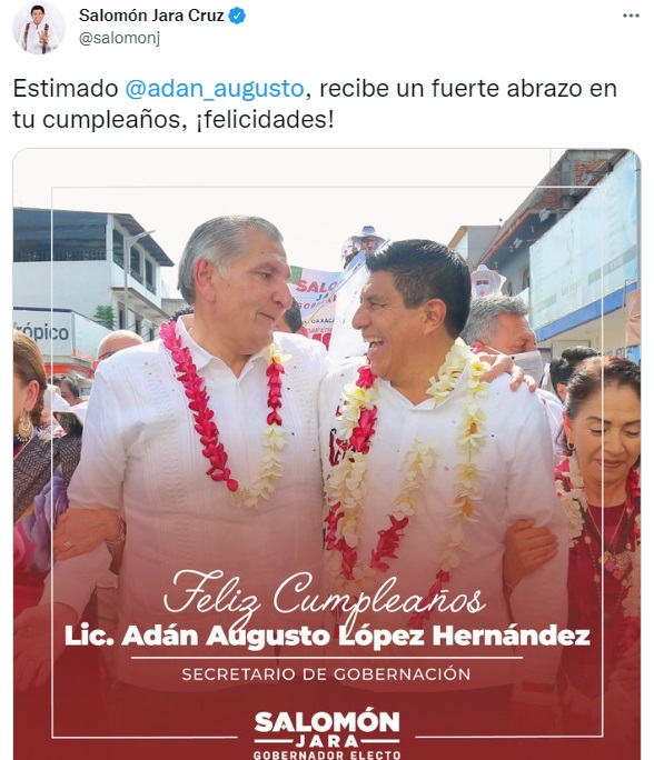 Políticos adelantan felicitaciones a Adán Augusto